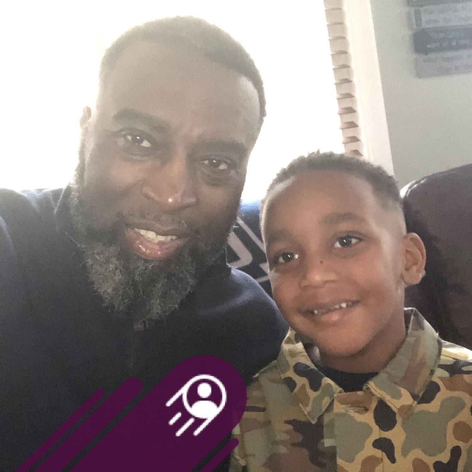 Lewis and his grandson, the easiest smile he's got